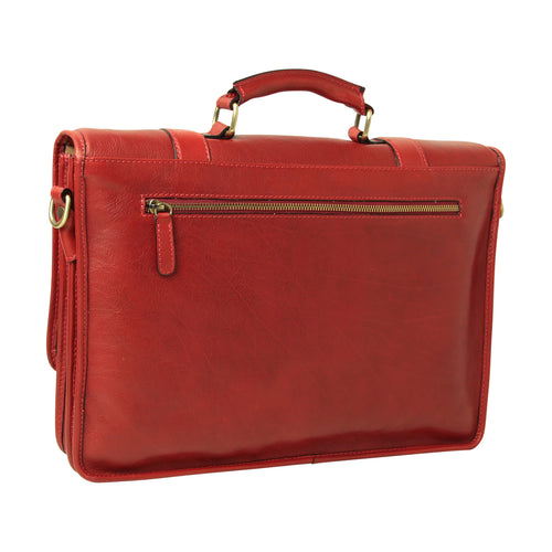 Calfskin Leather Briefcase-Red